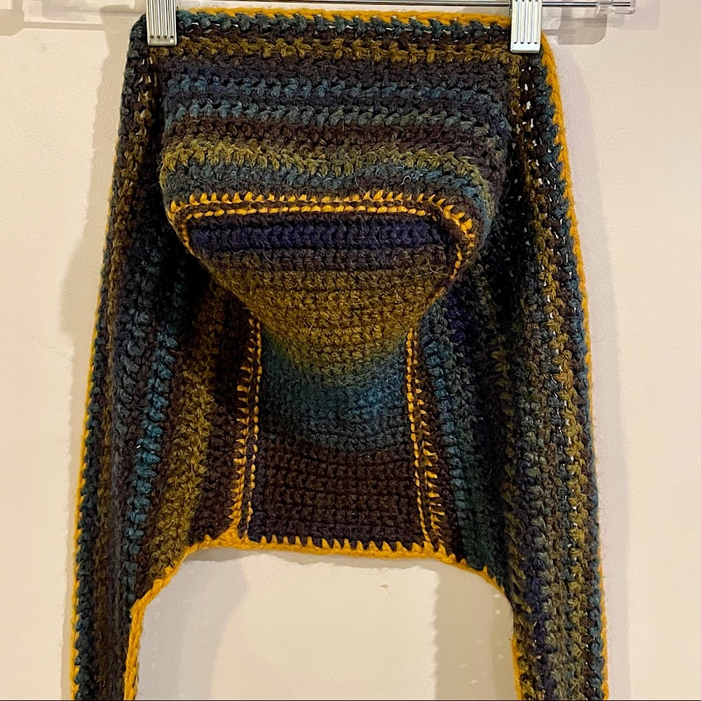 Handmade crochet hooded scarf